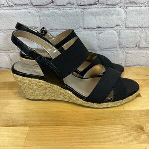 Bandolino Hearsay Black‎ Sling back Wedge Sandals Women Size 8.5